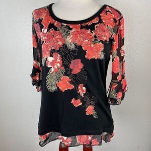 NWT Multiples Floral Blouse Top Size M